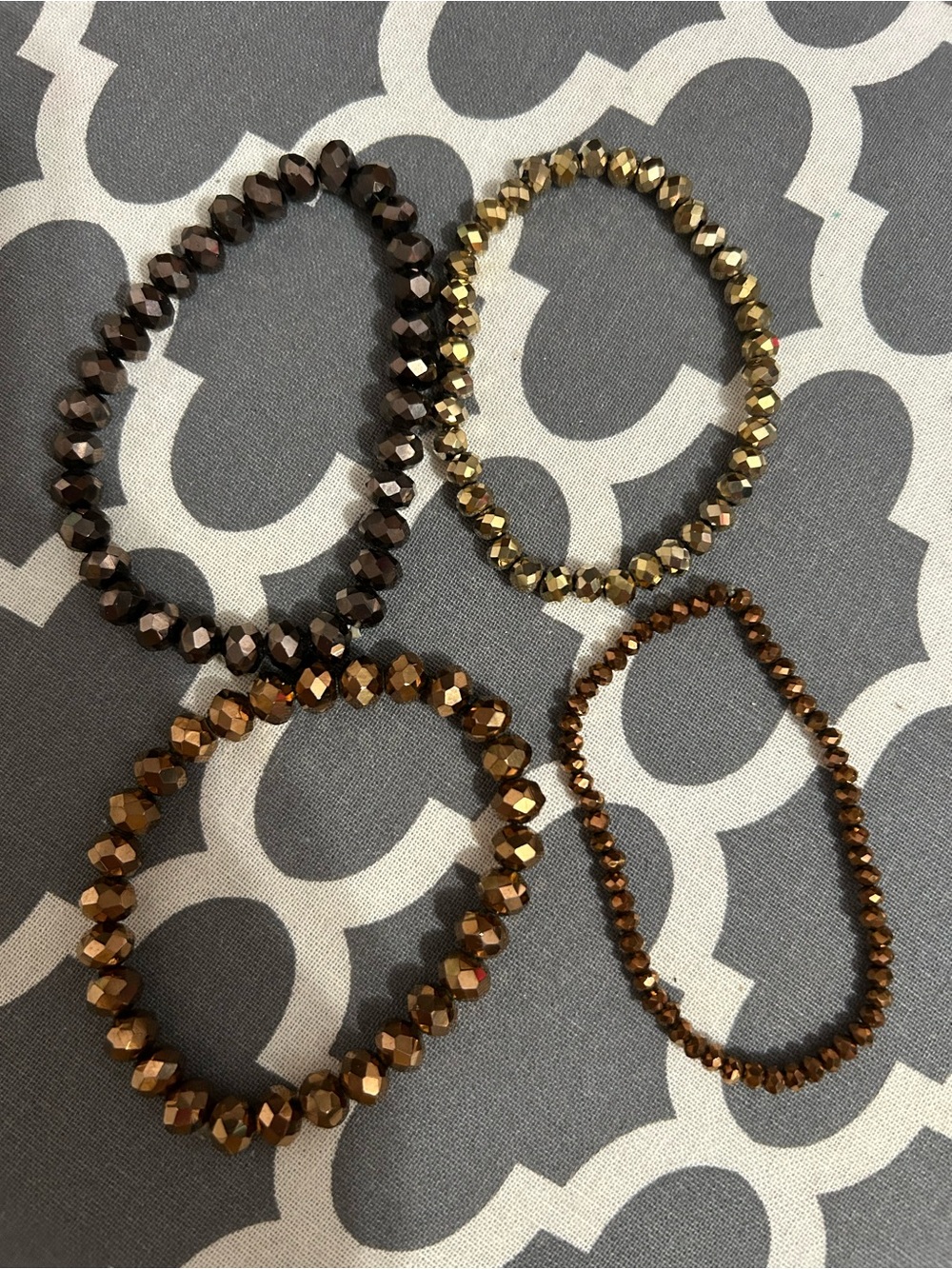 Faceted Stretch Bracelet Set - Bronze and Gold Tones